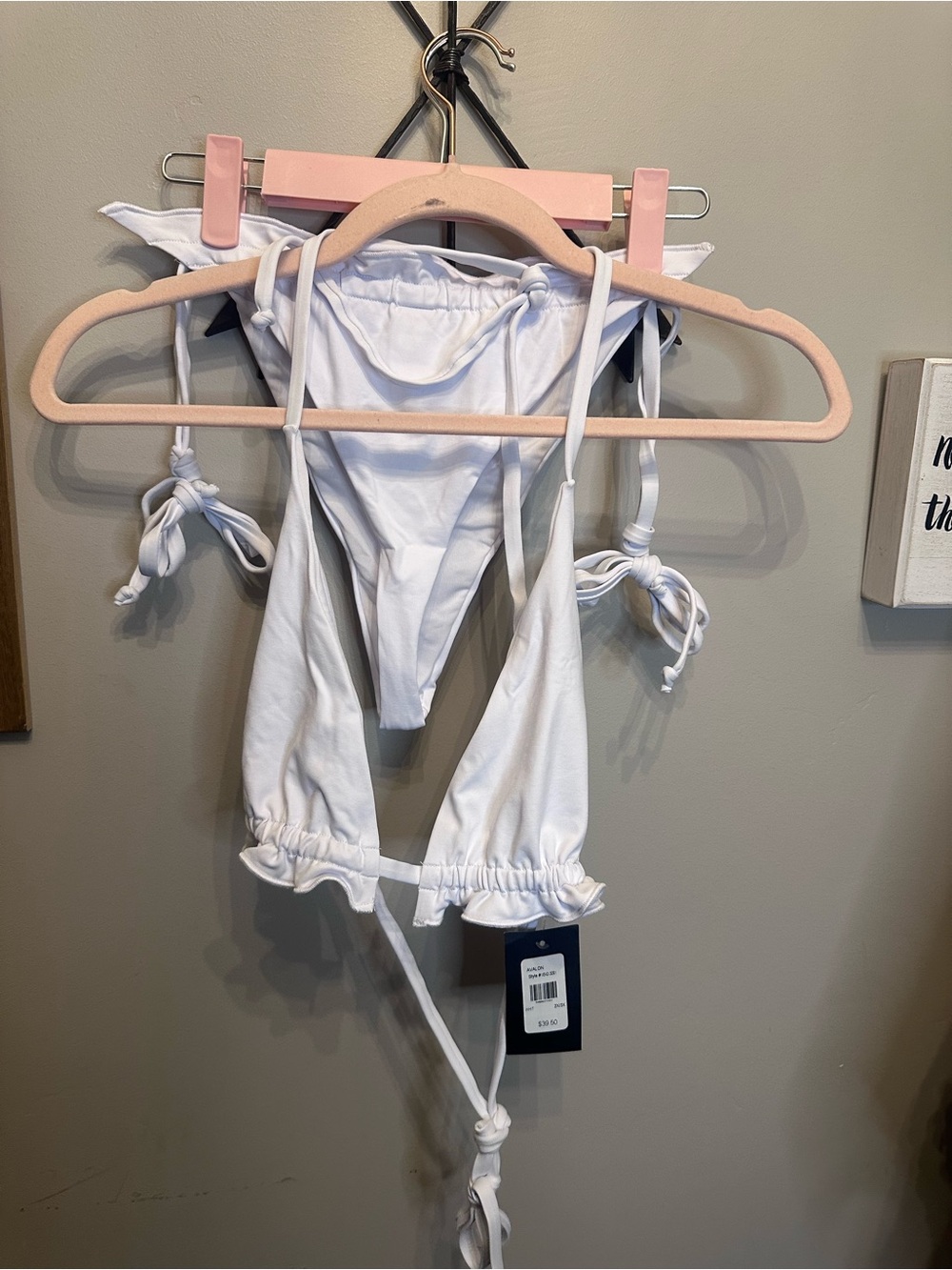 Frederick's of Hollywood White Triangle Tie-Side Bikini